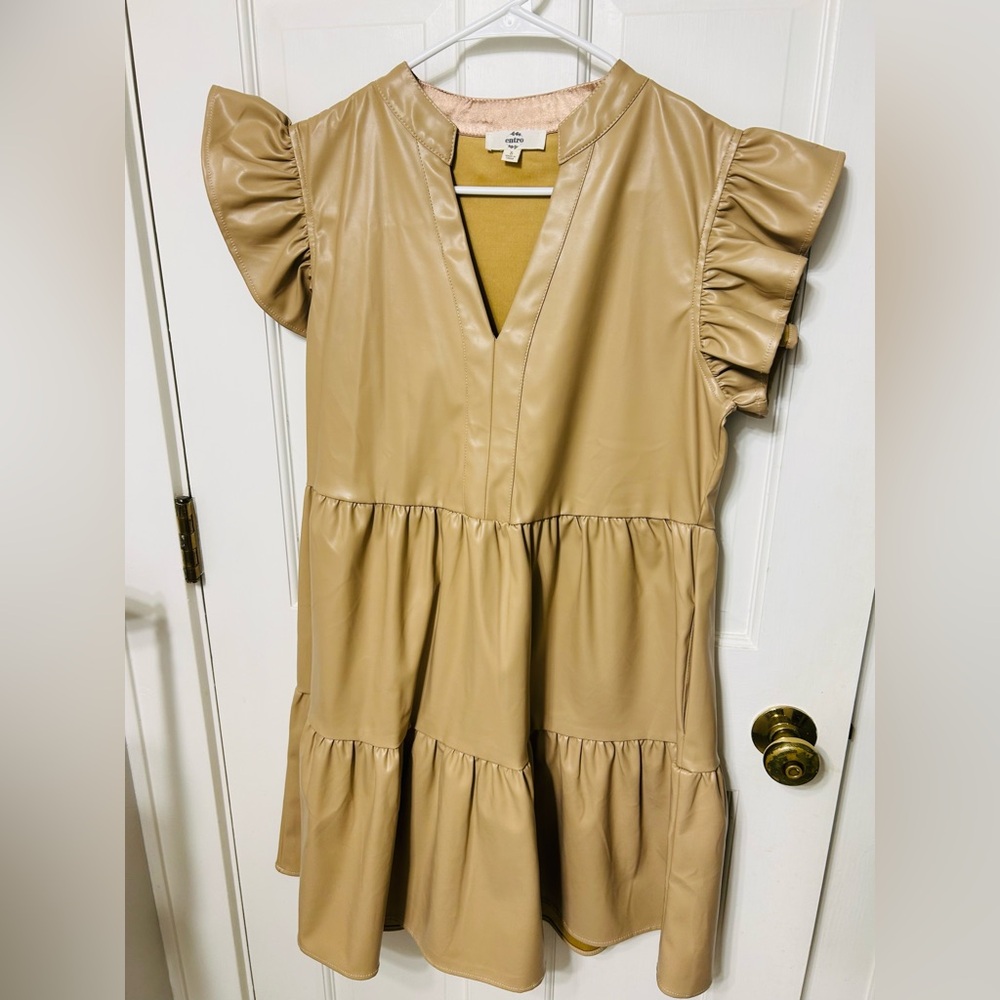 Entro Beige Faux Leather Dress